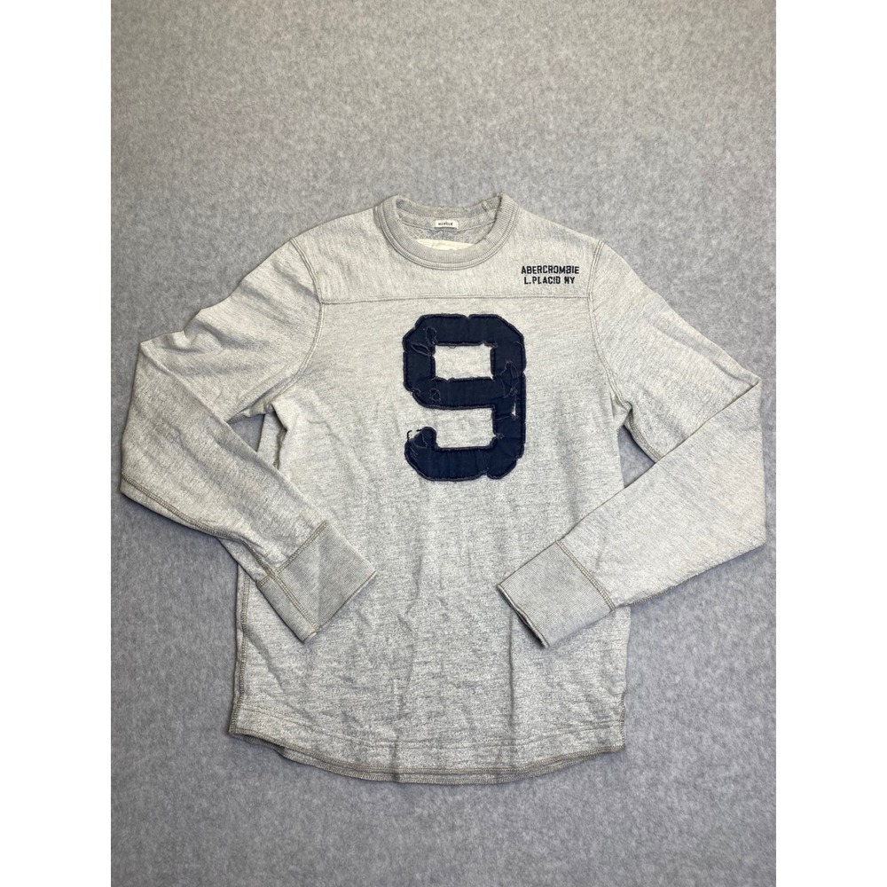 Vintage Abercrombie & Fitch Mens Gray Long Sleeve Muscle Fit Graphic Sweatshirt